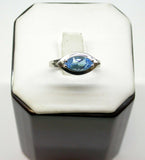 1.4ct Engagement Ring Marquise Cut Blue Topaz Solitaire 14k White Gold Finish