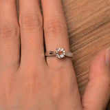 1ct Engagement Ring Round Cut Morganite Solitaire Milgrain 14k White Gold Finish