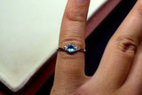 0.55ct Engagement Ring Oval Cut Blue Topaz Dainty Minimalist 14k White Gold Over