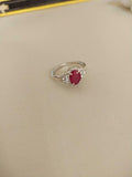 2ct Engagement Ring Oval Cut Pink Ruby Cluster Halo 14k White Gold Finish