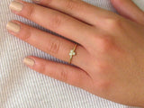 Dainty Minimalist Engagement Ring 0.35ct Round Cut Diamond 14k YellowGold Finish