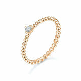 0.06ct Round Cut Diamond Engagement Ring Beaded Solitaire 14k White Gold Finish