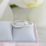 0.3ct Round Cut Diamond Crown Solitaire Engagement Ring 14k White Gold Finish