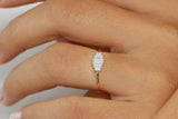 0.8ct Engagement Ring Baguette Cut Diamond 5 Stone Art Deco 14k Yellow Gold Over