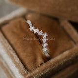 0.5ct Baguette Cut Simulated Diamond Curved Wedding Band 14k White Gold Plated