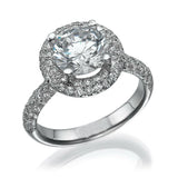 2ct Round Diamond Engagement Ring Dual Halo Cluster Accent 14k White Gold Finish