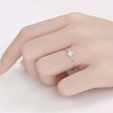 0.1ct Round Cut Diamond Engagement Ring Minimalist Cluster 14k White Gold Finish