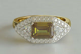 4ct Emerald Cut Yellow Sapphire Engagement Ring Halo Trilogy 14k YellowGold Over