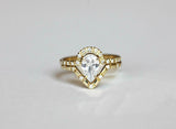 1.5ct Pear Cut Diamond Engagement Ring Curved Bridal Set 14k Yellow Gold Finish