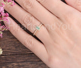 0.4ct Emerald Green Simulated Minimalist Engagement Ring 14k Yellow Gold Plated