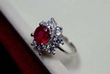 2.25ct Engagement Ring Round Cut Pink Ruby Diamond Floral 14k White Gold Finish