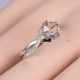 1.3ct Cushion Cut Peach Morganite Promise Engagement Ring 14k White Gold Finish