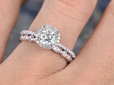 3Ct Round Diamond Bridal Set Engagement Ring Vintage Band 18K White Gold Finish