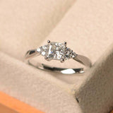 2ct Engagement Ring Princess Cut Diamond Solitaire Petite 14k White Gold Finish