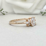 2ct Pear Cut Diamond Engagement Ring Marquise Leaf Accents 14k Yellow Gold Over
