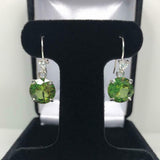 1.5ct Drop Earrings Round Cut Green Peridot Stylish Fish Hook 14k WhiteGold Over