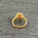 2.2ct Oval Cut Pink Ruby Diamond Floral Engagement Ring 14k Yellow Gold Finish