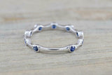 1ct Round Cut Blue Sapphire Wedding Band Ring Thin Minimalist 14k WhiteGold Over