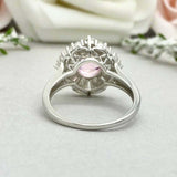 2.2ct Engagement Ring Round Pink Sapphire Ballerina Sunburst 14k White Gold Over