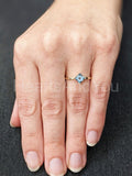 0.5ct Asscher Cut Simulated Blue Aquamarine Solitaire Ring 14k YellowGold Plated