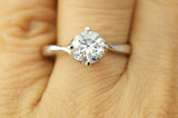 1Ct Round Cut VVS1 Diamond Four Prong Twist Solitaire Ring 14K White Gold Finish