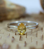 1ct Engagement Ring Oval Cut Yellow Sapphire Solitaire 14k White Gold Finish