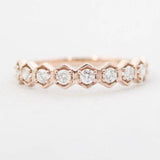 0.5ct Round Cut Moissanite Stackable Women Wedding Band 14k Rose Gold Plated