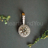 1ct Round Cut Moissanite Classic Halo Pendant 14K Yellow Gold Plated NO CHAIN