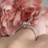 0.2ct Emerald Simulated Diamond Solitaire Engagement Ring 14k White Gold Plated