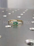 0.5ct Baguette Cut Simulated Green Emerald Solitaire Ring 14k Yellow Gold Plated