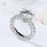 5Ct Round Cut Diamond Cocktail Iced Eternity Engagement Ring 14K White Gold Over