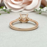 1ct Engagement Ring Cushion Cut Peach Morganite Three Stone 14k Yellow Gold Over
