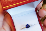1ct Round Cut Blue Sapphire Engagement Ring 14k White Gold Finish Minimalist