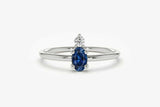0.4ct Engagement Ring Oval Cut Sapphire Two Stone Minimalist 14k White Gold Over