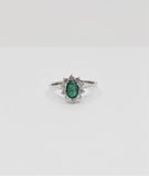 0.4ct Oval Cut Simulated Green Emerald Halo Minimalist Ring 14k WhiteGold Plated