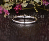 0.3ct Round Cut Simulated Sapphire Bezel Engagement Ring 14k White Gold Plated