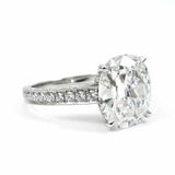3.5ct Elongated Cushion Cut Diamond Accent Solitaire Ring 18K White Gold Finish