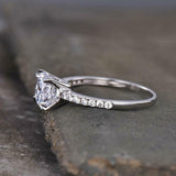 1.6ct Engagement Ring Round Cut Diamond Solitaire with Accent 14k WhiteGold Over