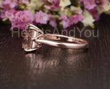 2ct Emerald Cut Simulated Peach Morganite Solitaire Ring 14k Rose Gold Plated