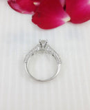 2.2ct Round Cut Moissanite Solitaire Cluster Shank Ring 14k White Gold Plated