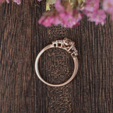 2ct Oval Cut Morganite Leaf Marquise Accent Engagement Ring 14k Rose Gold Finish