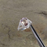 2ct Engagement Ring Pear Cut Peach Morganite Split Shank Halo 14k WhiteGold Over