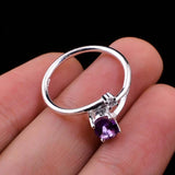 0.4ct Oval Cut Purple Amethyst Stylish Split Shank Ring 14k White Gold Finish
