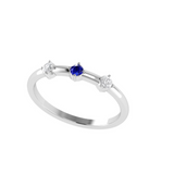 0.2ct Round Cut Blue Sapphire Engagement Ring 14k White Gold Finish Three Stone