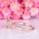 1.5ct Pear Cut Morganite Engagement Ring Diamond Accents Halo 14k Rose Gold Over