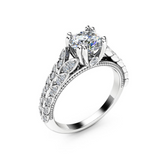 2.6ct Round Cut Diamond Engagement Ring 14k WhiteGold Finish Vintage Leaf Design