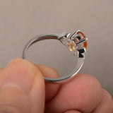 1ct Oval Yellow Citrine Promise Solitaire Engagement Ring 14k White Gold Finish