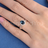 2.2ct Round Cut Simulated London Blue Topaz Halo Bridal Set 14k Rose Gold Plated