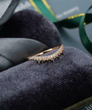 Stackable Curved Crown Wedding Band 1.4ct Round Black Diamond 14k Rose Gold Over