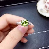 1.5ct Round Cut Green Peridot Engagement Ring Diamond Accent 14k White Gold Over